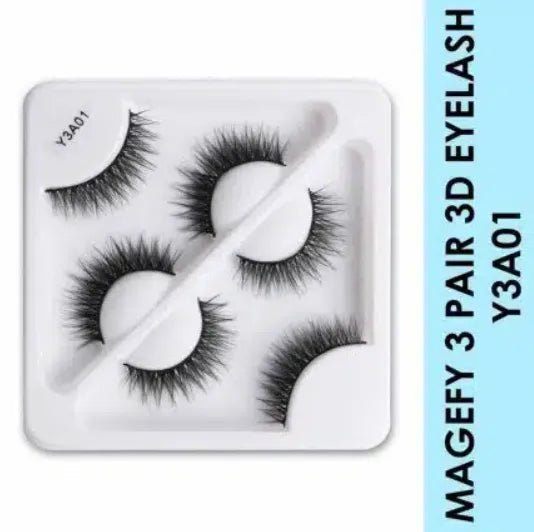 MAANGE EYELASH Reusable 3Pair Mink Hair 3D Eyelashes