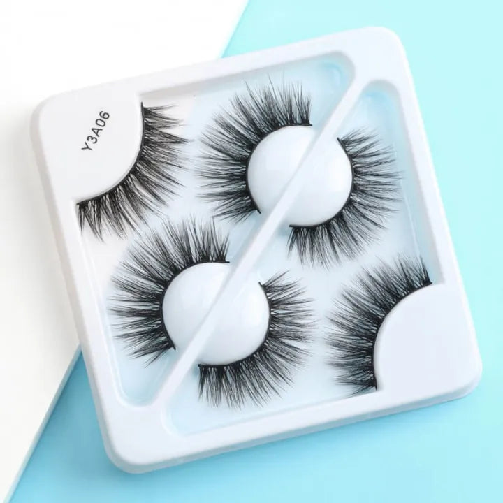 MAANGE EYELASH Reusable 3Pair Mink Hair 3D Eyelashes