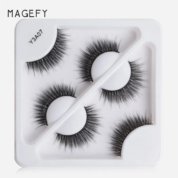 MAANGE EYELASH Reusable 3Pair Mink Hair 3D Eyelashes