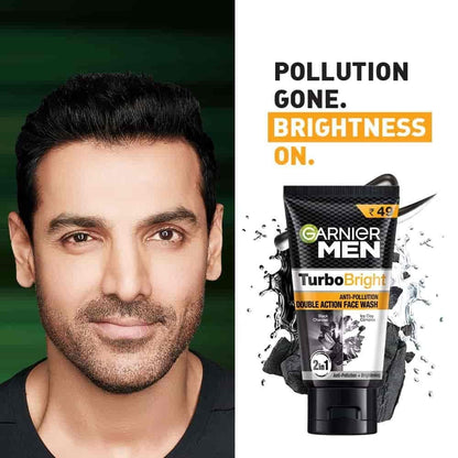 Garnier Men Turbo Bright Anti Pollution Double Action Face Wash 50g / 100g