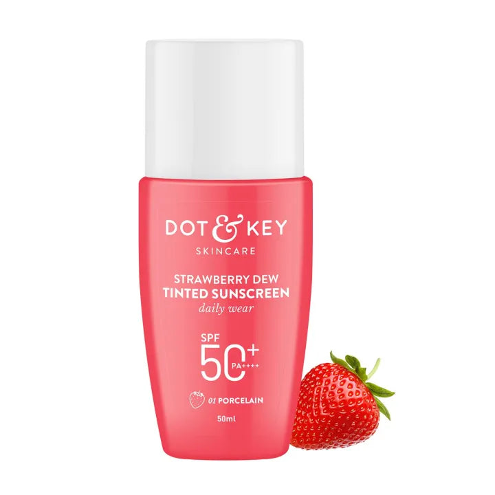 Dot & Key Strawberry Dew Tinted Sunscreen 50ml SPF50+ Pa++++ | Protection Against UA/UB | Broad Spectrum, Water & Sweat resistant | For All Skin Types | India