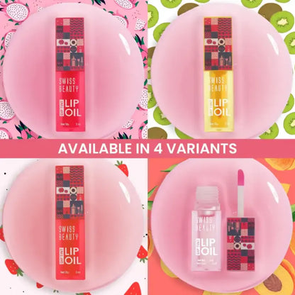 Swiss Beauty Dip Tint Lip Oil 3ml | Strawberry, Dragon Fruit, Peach, Kiwi