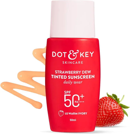 Dot & Key Strawberry Dew Tinted Sunscreen 50ml SPF50+ Pa++++ | Protection Against UA/UB | Broad Spectrum, Water & Sweat resistant | For All Skin Types | India
