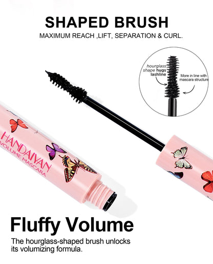 HANDAIYAN 3D Fiber Black Volume Mascara 10ml Lengthens Eyelashes Extra Volume Waterproof Natural Lashes Female Professional Makeup