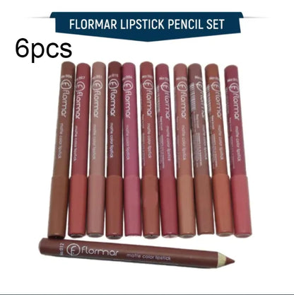 Flormar Rouge 12 Colors Wood Lip Pencil Set with Banners Cap 12pcs/ 6pcs