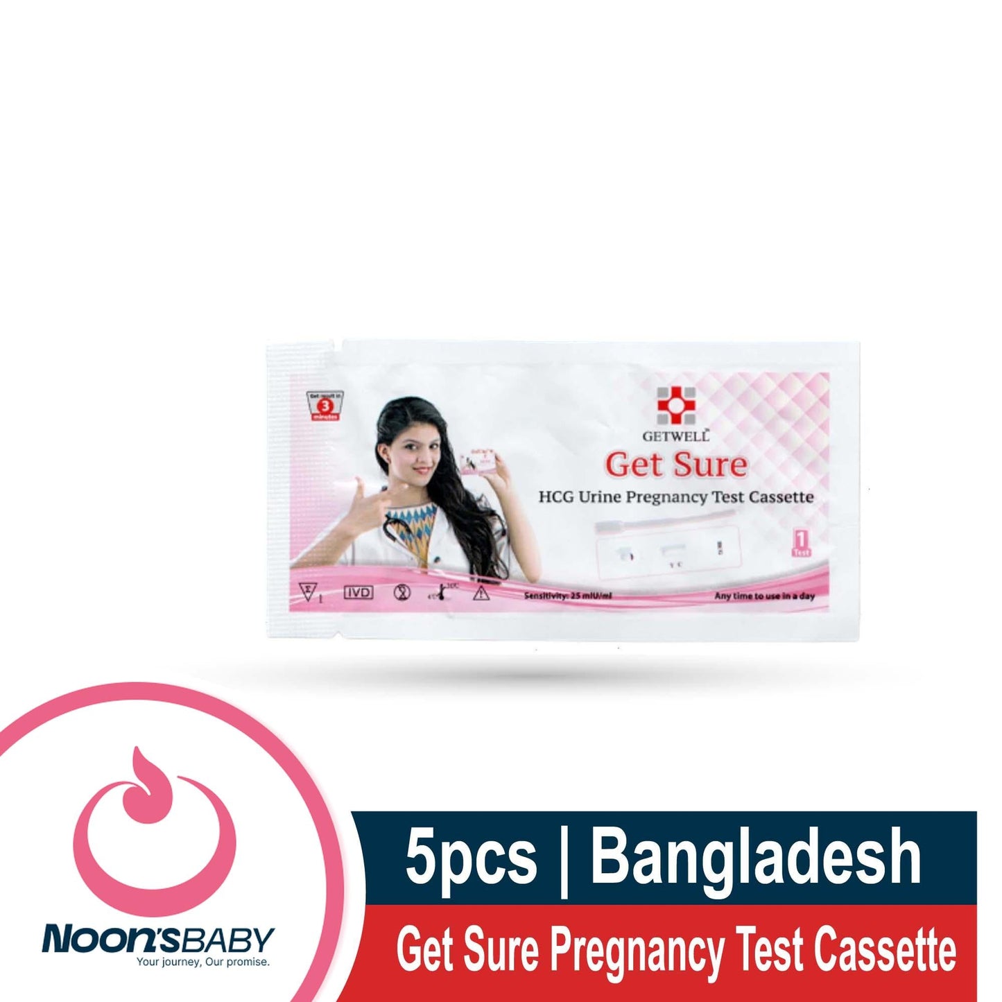 Get Sure Pregnancy Test Cassette - 5pcs