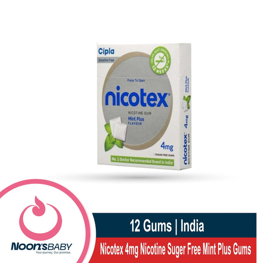 Cipla Nicotex Nicotine Sugar Free Mint Plus Gums 4Mg 12 Gums Each Pack | Helps To Quit Smoking - Who | Approved Therapy