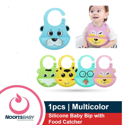 1pcs Silicone Baby Bip/ Bib/ Bibs With Food Catcher - Multiple Color Available