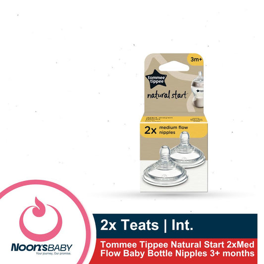Tommee Tippee Natural Start 2xMed Flow Baby Bottle Nipples 3+ months - Suitable for All Tommee Tippee Bottles | UK