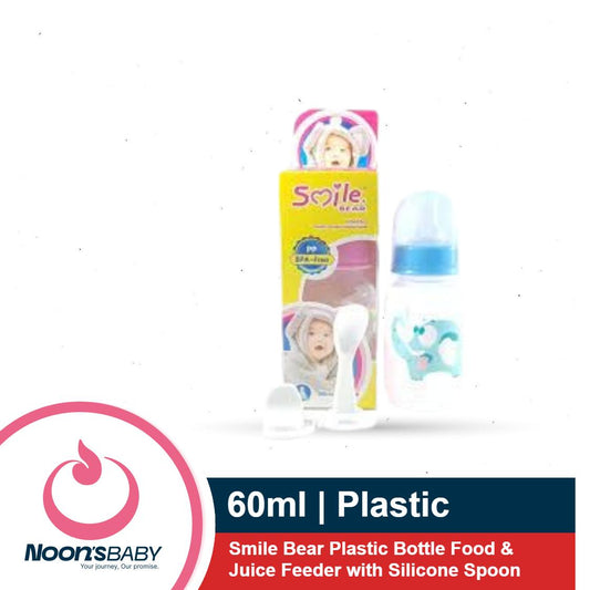 Smile Bear Plastic Bottle Food & Juice Feeder with Silicone Spoon 60ml