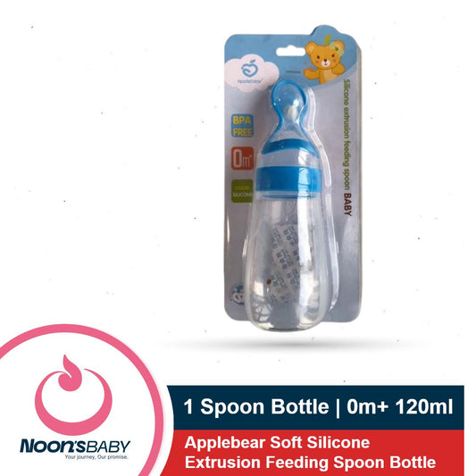 Baby Feeder Bottle Applebear Soft Silicone Extrusion Feeding Spoon Bottle 0m+ 120ml (Multicolor available)