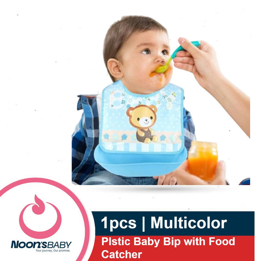 1pcs Plastic Dining Feeding Bip/ Bib/ Bibs with Food Catcher for Kids Multicolor Available