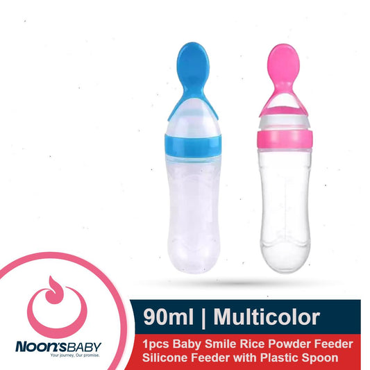 Baby Smile Rice Powder Feeder 90ml Silicone Bottle with Plastic Spoon Feeder