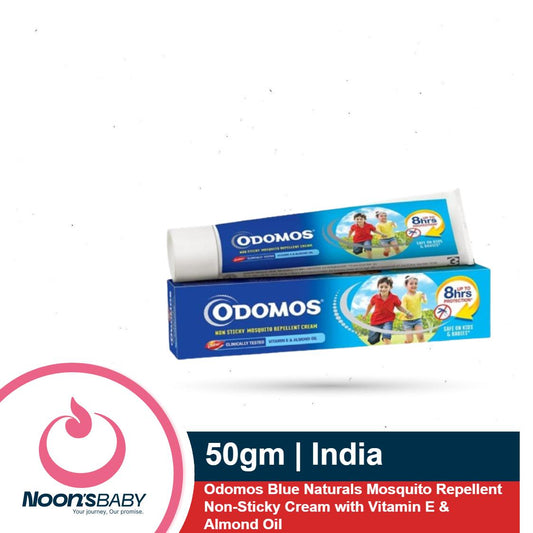 Odomos Blue 50gm Naturals Mosquito Repellent Non-Sticky Cream with Vitamin E & Almond Oil | Made in India