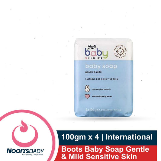 Boots Baby Soap Gentle & Mild Sensitive Skin 100gm x 4 Soap (International)