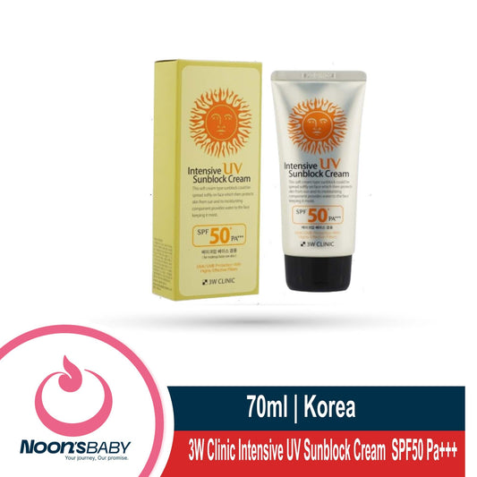 3W Clinic Intensive UV Sunblock Cream SPF50 Pa+++ 70ml | For Make up Base Use Also