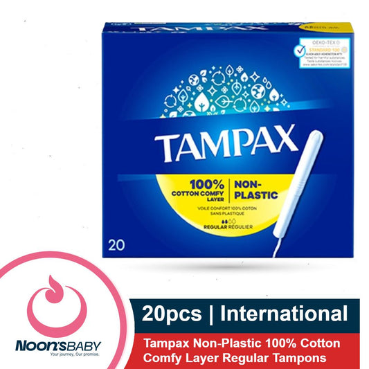 Tampax Non-Plastic 100% Cotton Comfy Layer Regular Tampons 20pcs