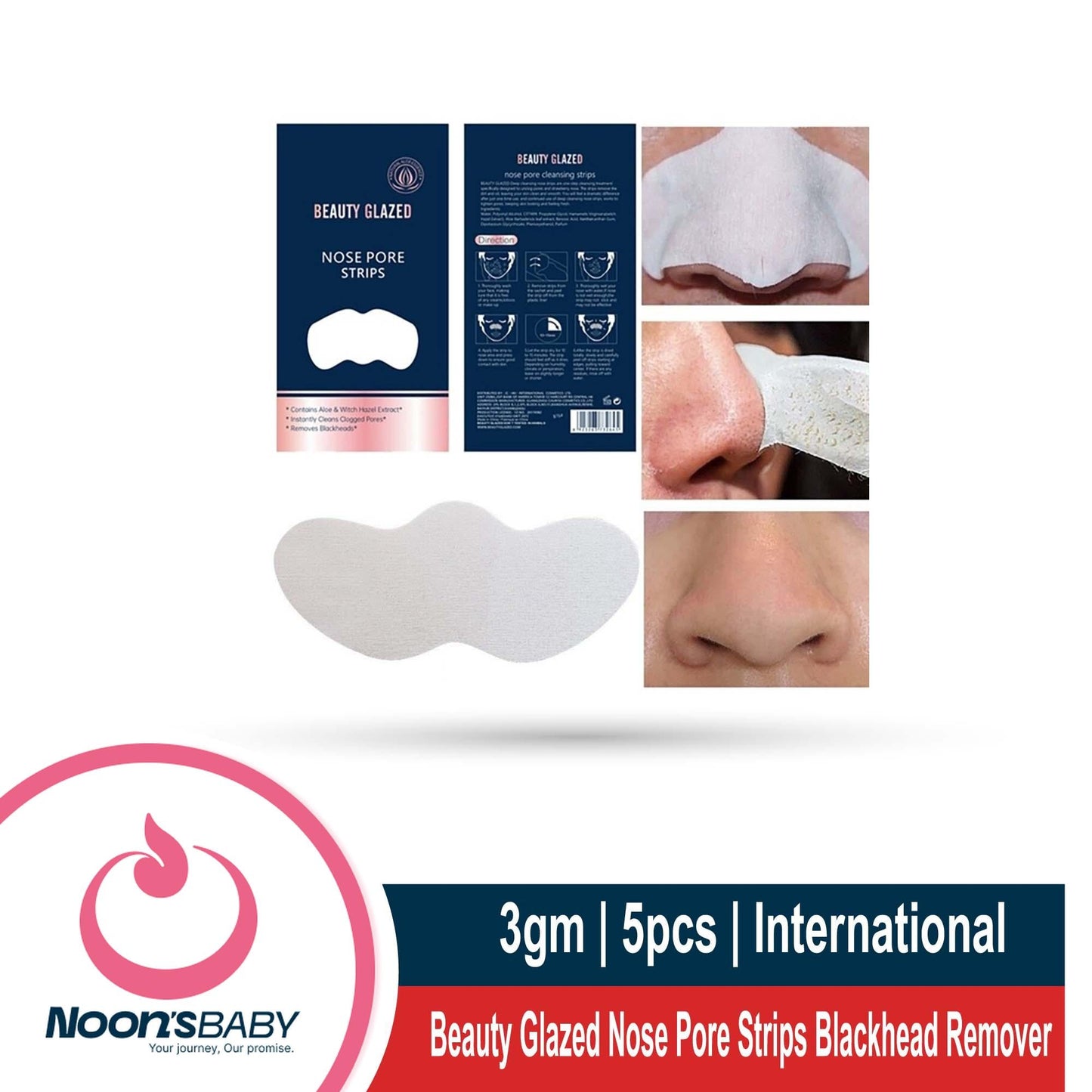 Beauty Glazed Nose Pore Strips Blackhead Remover 3gm - 5pcs