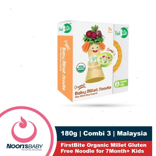 FIRST BITE Organic Baby Millet Gluten Free Noodle 180g | Combi 3 | From 7+ Months Kids | Malaysia