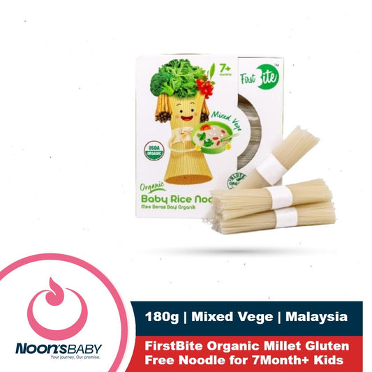 FIRST BITE Organic Baby Millet Gluten Free Noodle 180g | Mixed Vege | From 7+ Months Kids | Malaysia