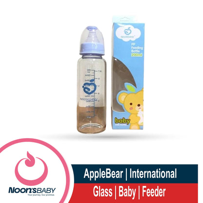 Baby Feeder AppleBear PP Feeding Glass Bottle with Silicone Nipple 60ml/ 120ml/ 200ml (Select Size Before Order)