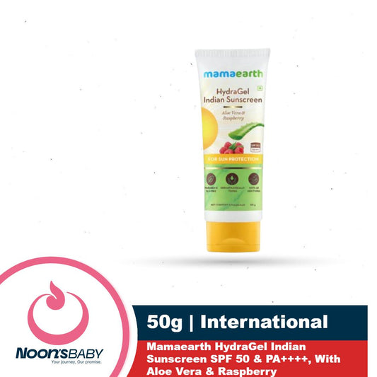 Mamaearth HydraGel Indian Sunscreen 50g SPF50 With Aloe Vera & Raspberry | India