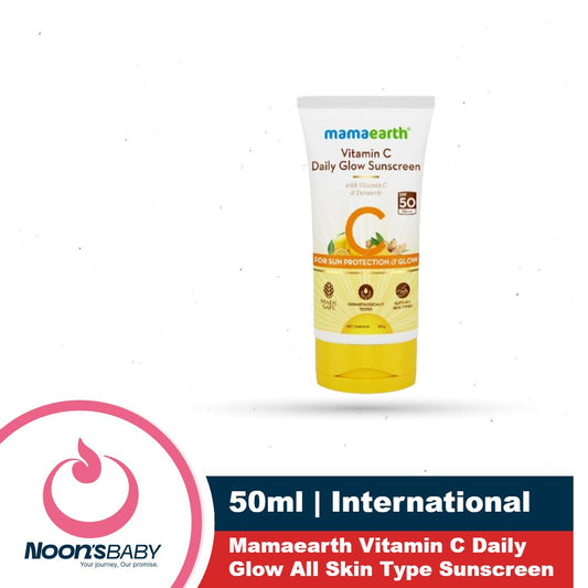 Mamaearth Vitamin C Daily Glow All Skin Type Sunscreen 50g Spf 50 Pa++++ With Vitamin C & Turmeric, Lightweight, For Sun Protection & Glow