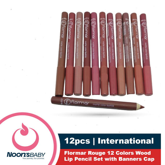 Flormar Rouge 12 Colors Wood Lip Pencil Set with Banners Cap 12pcs/ 6pcs