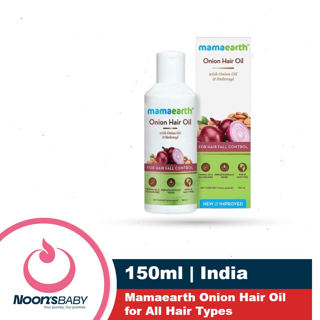 Mamaearth Onion Hair Oil 150ml | Natural & Organic Anti Hair Loss & Hair Fall Control Oil with Redensyl | for Color Treated & All Hair Types