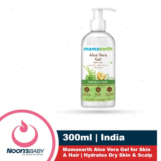 Mamaearth Aloe Vera Gel for Skin & Hair 300ml | Hydrates Dry Skin & Scalp | Reduces Sunburn & Wrinkles | Deep Nourishment for All Skin & Hair Types