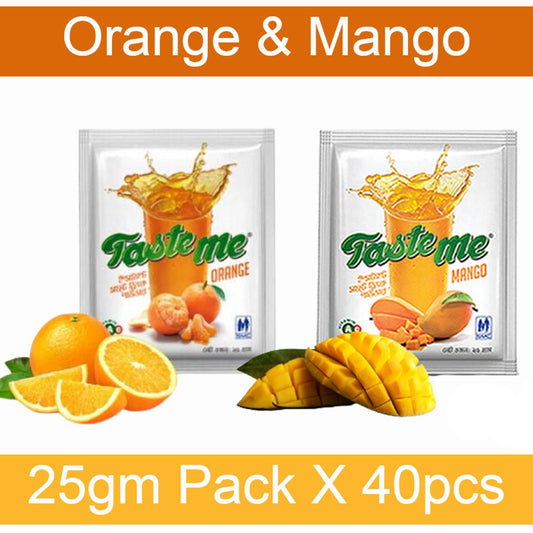 SMC Taste Me Orange & Mango Flavored Instant Drink Powder - 25Gm Pack X 40Pcs
