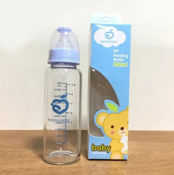 Baby Feeder AppleBear PP Feeding Glass Bottle with Silicone Nipple 60ml/ 120ml/ 200ml (Select Size Before Order)