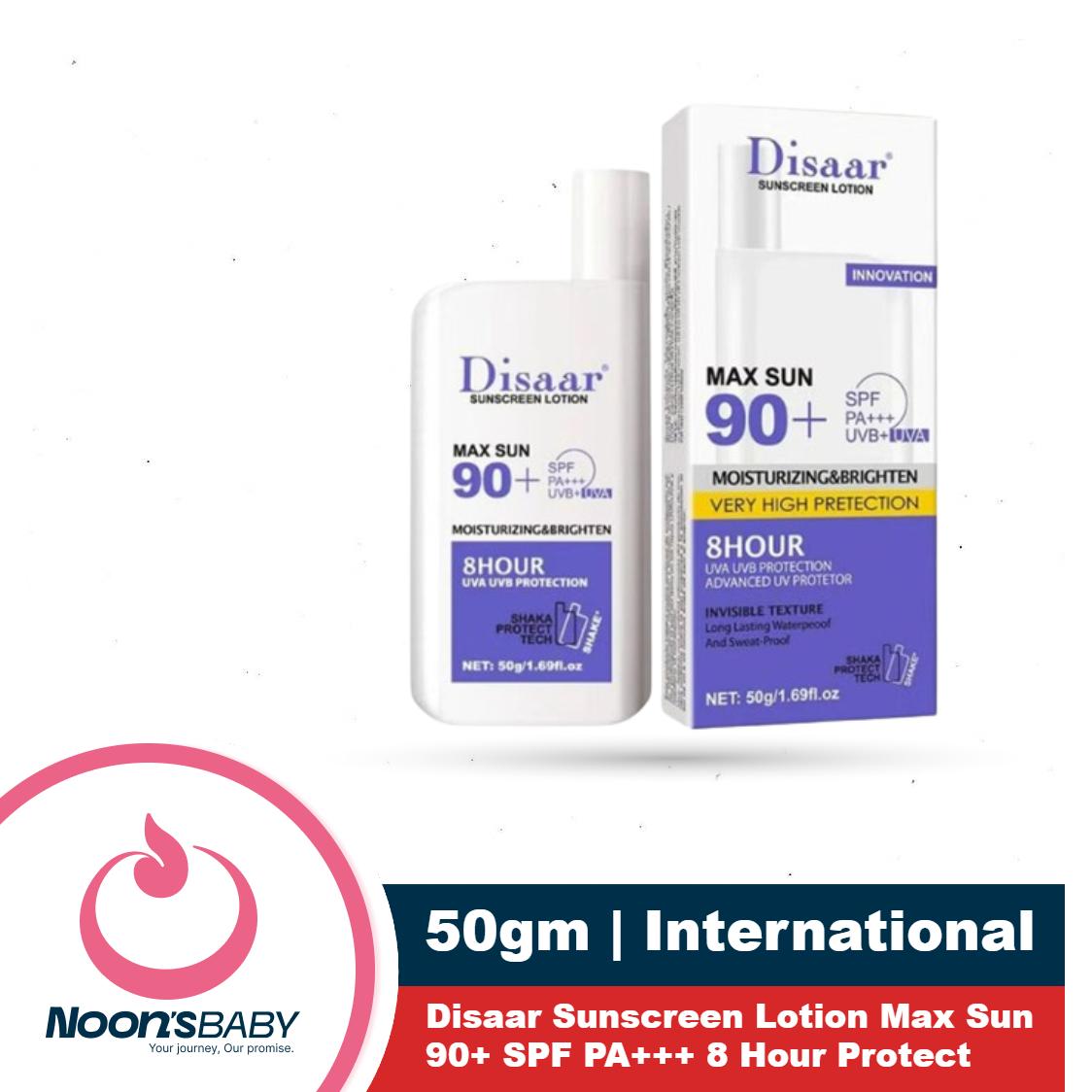 Disaar Sunscreen Lotion 50gm Max Sun 90+ SPF PA+++ 8 Hour Protect