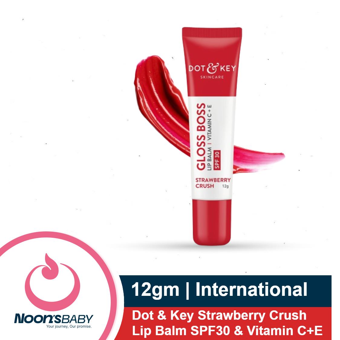 Dot & Key Strawberry Crush Lip Balm SPF30 & Vitamin C+E 12gm | Soft and Naturally Pink Lips |Tinted Lip Balm with SPF 30 & Vitamin C + E | Lipbalm for Dry & Dark Lips | Lip Balm for Women | India