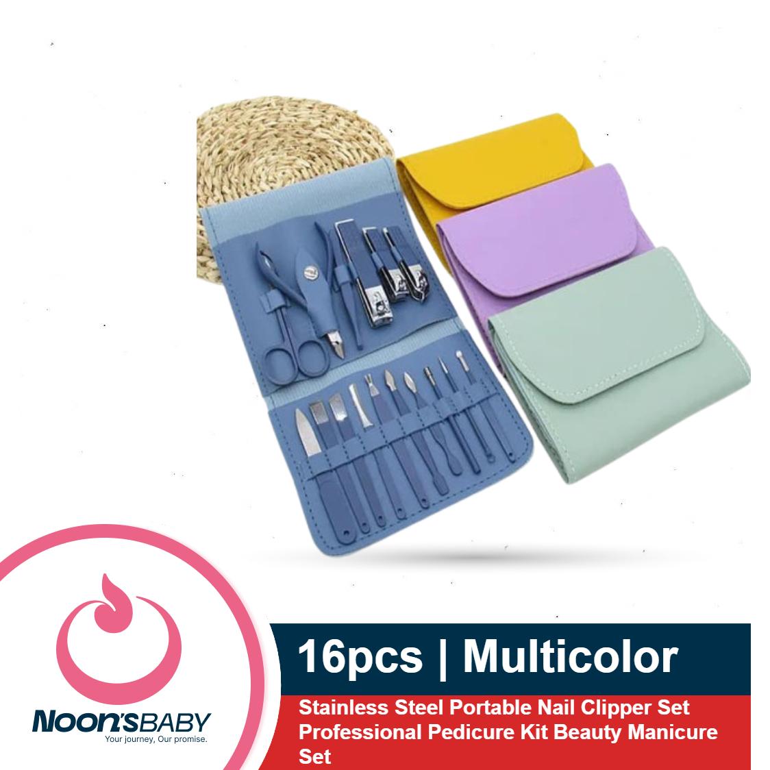 16pcs Stainless Steel Portable Nail Clipper Set Professional Pedicure Kit Beauty Manicure Set | Multicolor
