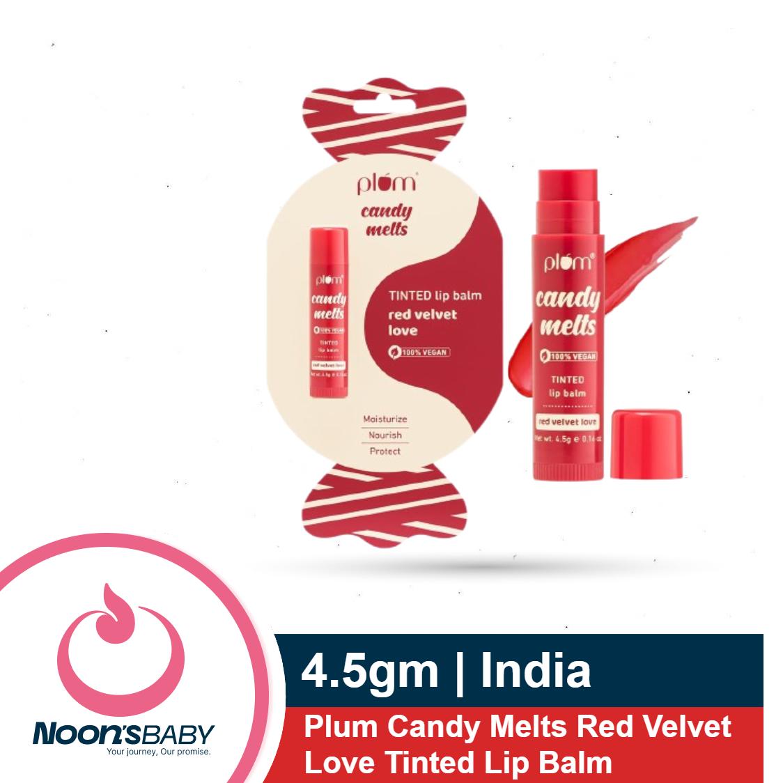 Plum Candy Melts Red Velvet Love Tinted Lip Balm 4.5gm | Moisturizes & Nourishes | Hydrates Dry & Chapped Lips | 100% Vegan