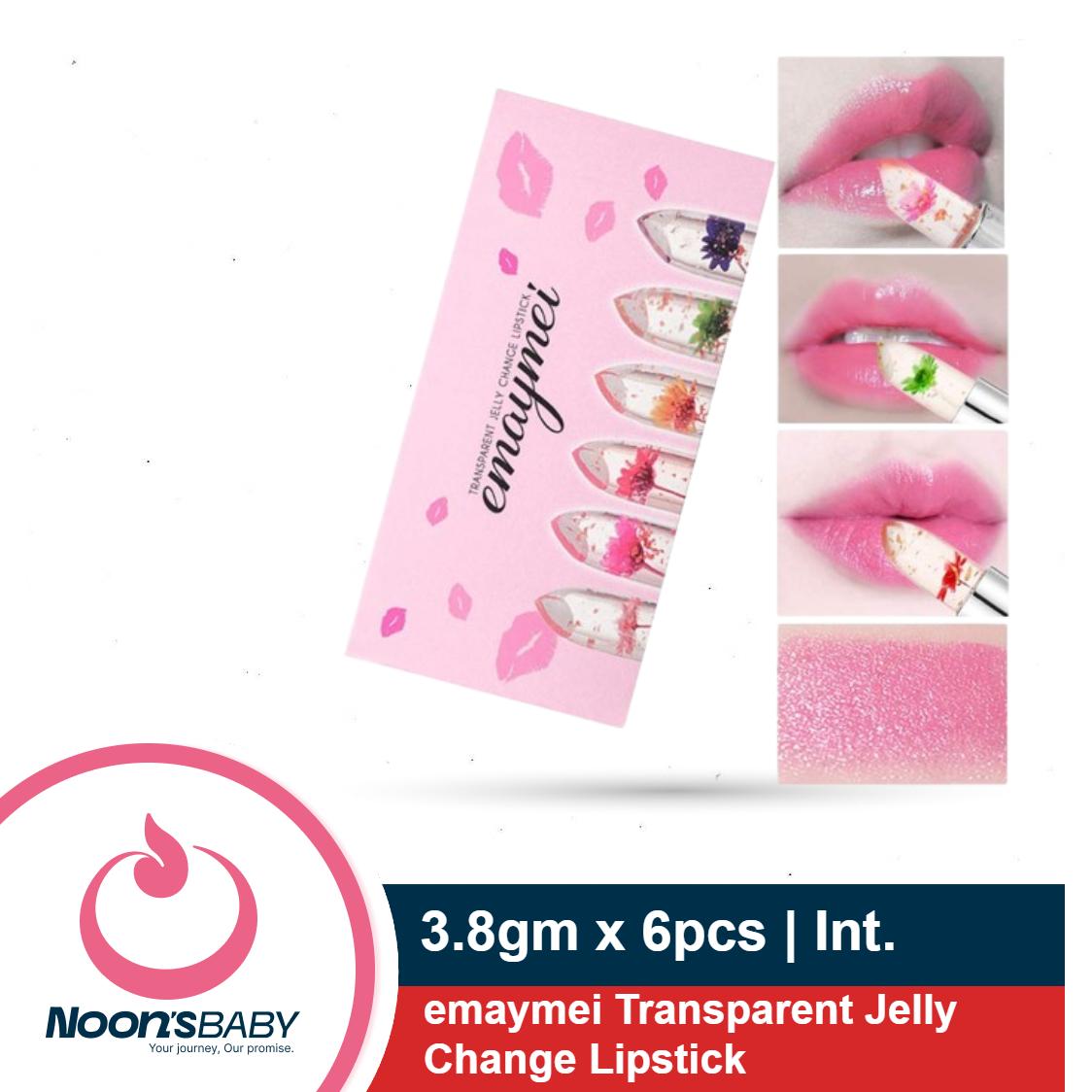 1pcs/ 6pcs emaymei Transparent Jelly Change Lipstick Waterproof Crystal Jelly Lipstick with Flower Inside | 3.8gm 6 Shades Available