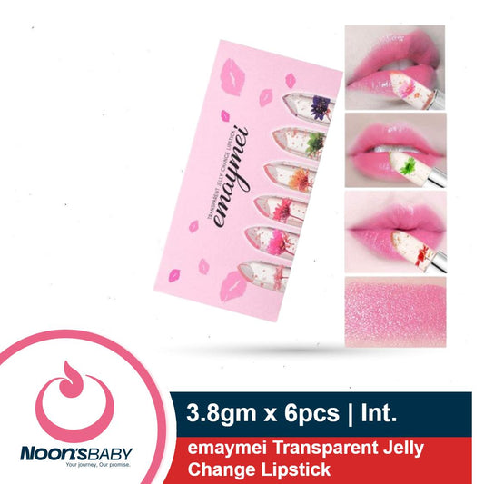 1pcs/ 6pcs emaymei Transparent Jelly Change Lipstick Waterproof Crystal Jelly Lipstick with Flower Inside | 3.8gm 6 Shades Available