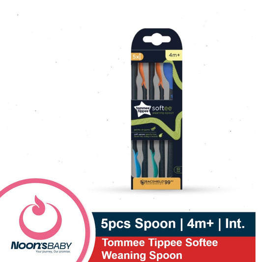Tommee Tippee Softee Weaning Spoons 5pcs Set for 4m+ Babies with BACSHIELD Antibacterial Technology and Long Anti-Slip Handles