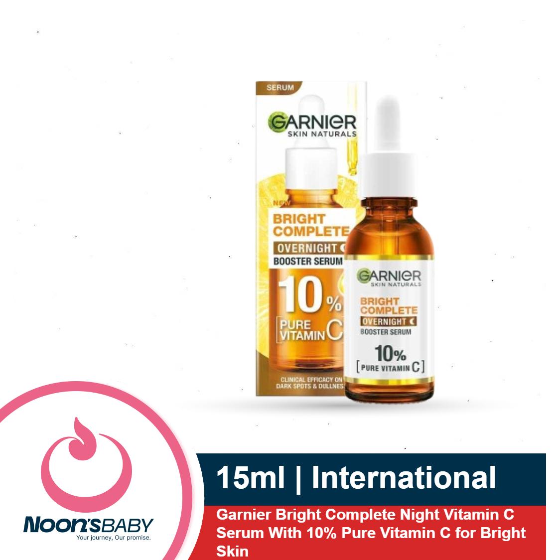 Garnier Bright Complete Night Vitamin C Serum 15ml With 10% Pure Vitamin C for Bright Skin | International