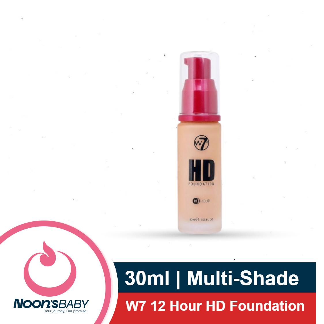 W7 12 Hour HD Foundation 30ml | Creme Brulee, Golden, Honey, Suede, Tan