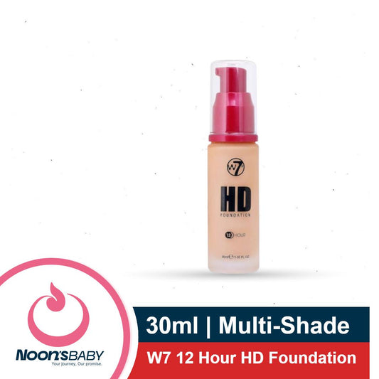 W7 12 Hour HD Foundation 30ml | Creme Brulee, Golden, Honey, Suede, Tan