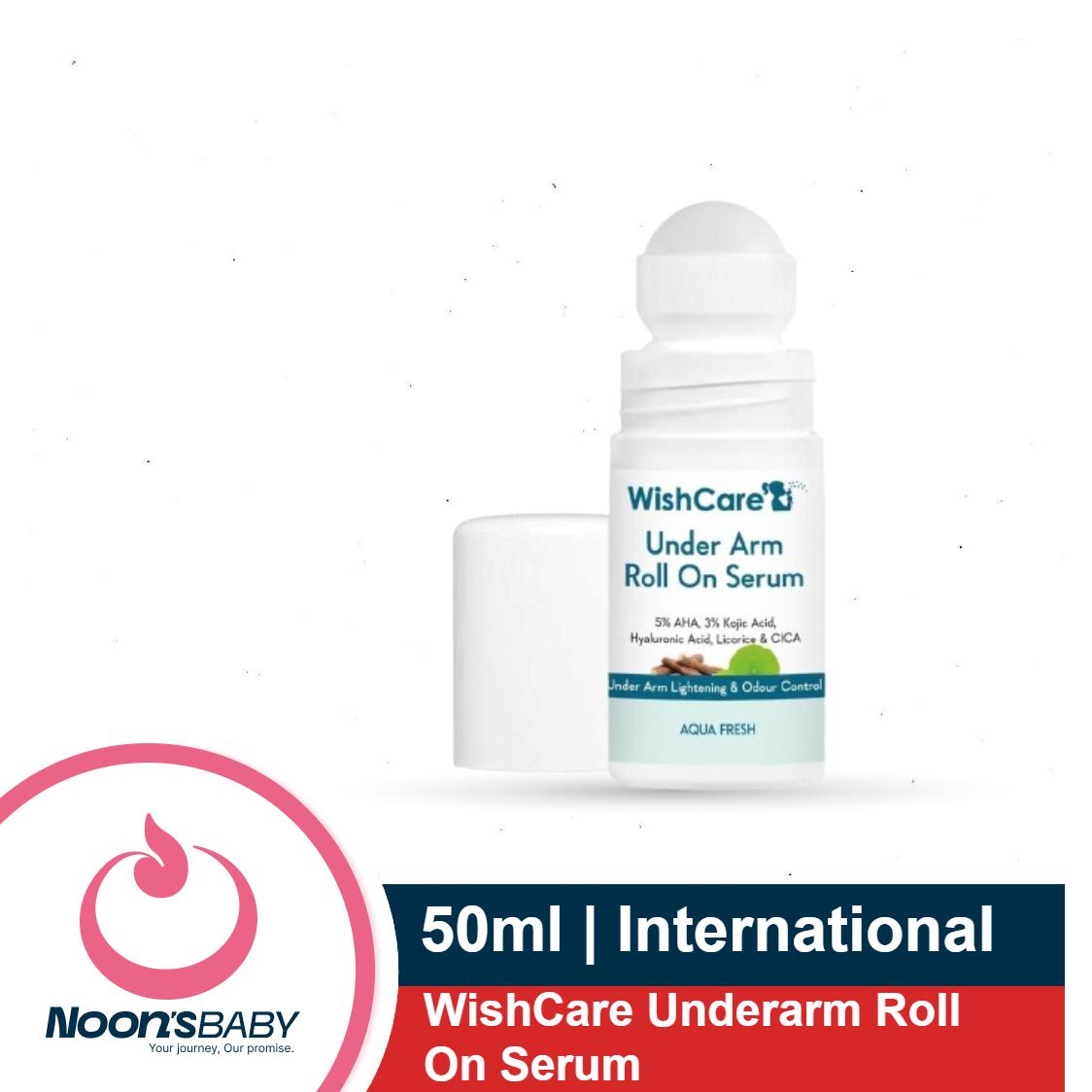 WishCare Underarm Roll On Serum 50ml | 5% AHA & 3% Kojic Acid for Brightening & Odour Control - Roll On Deo for Women & Men- Long Lasting Aqua Fragrance
