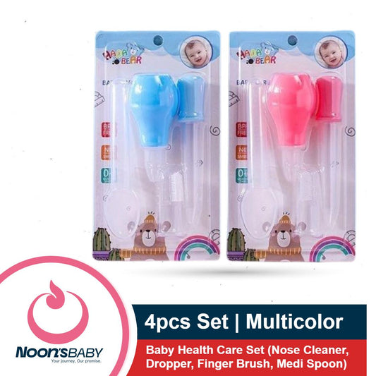 4pcs Baby Health Care Set (Nose Cleaner, Dropper, Finger Brush, Medicine Spoon)