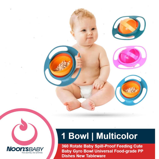 1pcs Multicolor Gyro Bowl 360 Rotate Baby Spill-Proof Feeding Cute Baby Gyro Bowl Universal Food-grade PP Dishes New Tableware