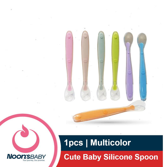 1pcs Multicolor Soft Head Cute Baby Silicone Spoon BPA Free Non-toxic Newborn Training Long Handle Baby Eating Spoon