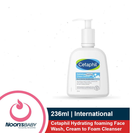 Cetaphil Hydrating Foaming Cream Cleanser 236ml Face Wash, For Dry to Normal Sensitive Skin Cream to Foam Cleanser | Niacinamide, Pro-Vitamin B5 & and Aloe for Gentle Cleansing