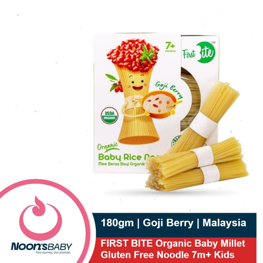 FIRST BITE Organic Baby Millet Gluten Free Noodle 180g | Goji Berry | From 7+ Months Kids | Malaysia