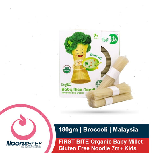 FIRST BITE Organic Baby Millet Gluten Free Noodle 180g | Broccoli | From 7+ Months Kids | Malaysia