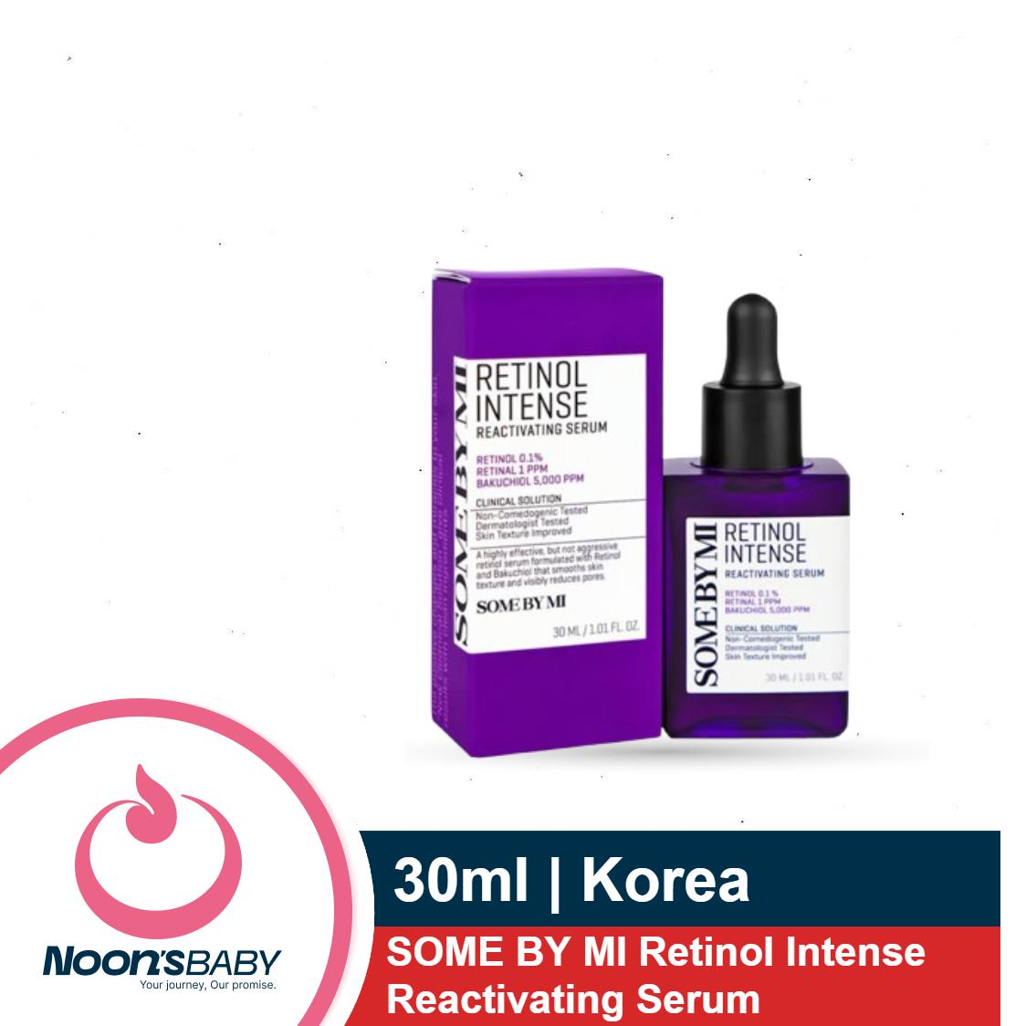 SOME BY MI Retinol Intense Reactivating Serum 30ml | Mild Korean Retinol Serum for Post-Acne Mark - Bakuchiol Pore Minimizer for face Texture - Ideal for Retinol Beginners - Korean Skin Care